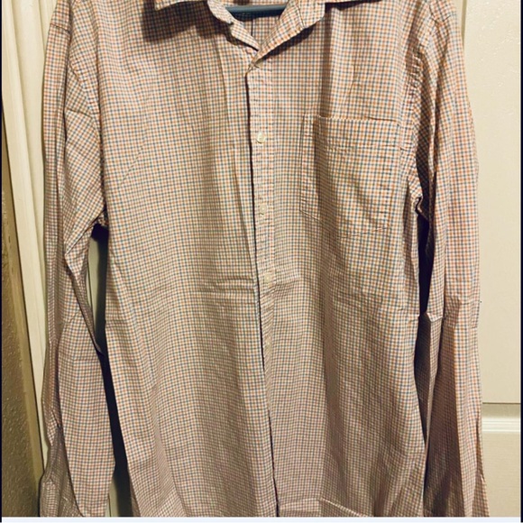 Gap Shirt Mens Orange Check Plaid Long Sleeve Button Up‎ Cotton, XL - Picture 1 of 3